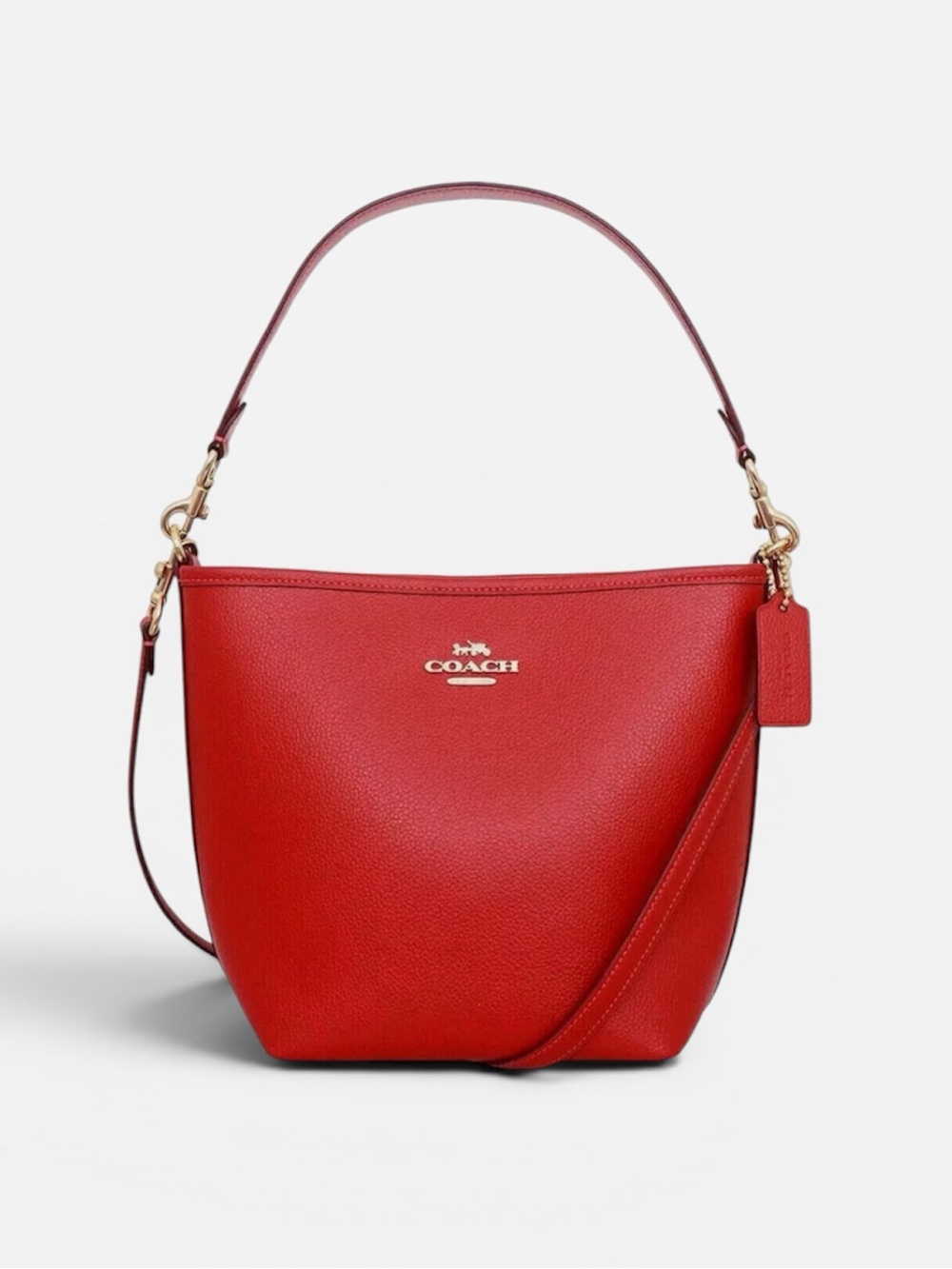 Coach Leather City Bucket Bag in Bold Red